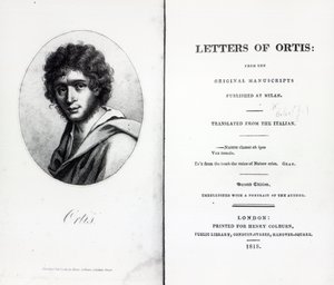 Frontispiz zu Die Briefe von Ortis von Niccolo Ugo Foscolo, Ausgabe veröffentlicht 1818