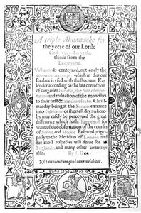 Frontispiz zu einem römischen Kalender, 1591