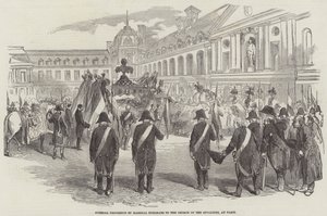 Begräbnisprozession von Marschall Exelmans zur Kirche der Invaliden in Paris (Gravur) von English School
