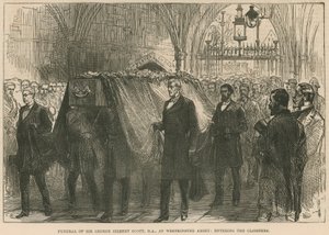 Beerdigung des verstorbenen Sir George Gilbert Scott, RA, in der Westminster Abbey, Eintritt in die Kreuzgänge von English School