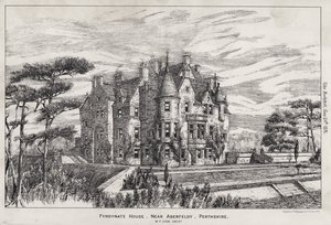 Fyndynate House, nahe Aberfeldy, Perthshire (Gravur) von English School