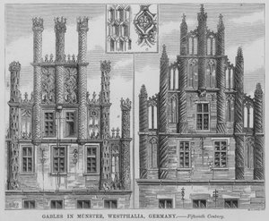 Giebel in Münster, Westfalen, Deutschland (Stich) von English School