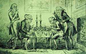 Schachspiel, graviert von George Cruikshank, veröffentlicht am 1. August 1835