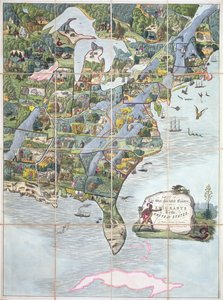 Spiel des Sternenbanners oder Auswanderer in die Vereinigten Staaten, Brettspiel ca. 1860 von English School