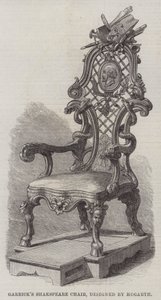 Garricks Shakespeare-Stuhl, entworfen von Hogarth (Stich) von English School