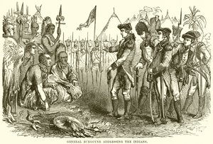 General Burgoyne spricht zu den Indianern von English School