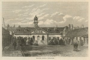 Gesamtansicht des Emanuel Hospital von English School