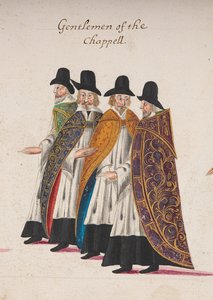 Gentlemen der Kapelle, Detail des Trauerzuges von Königin Elizabeth I. zur Westminster Abbey, 28. April 1603 von English School