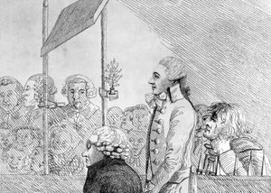 George Barrington während seines Prozesses am Old Bailey am Freitag, den 17. September