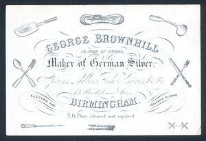 George Brownhill, Hersteller von Neusilber, Visitenkarte von English School