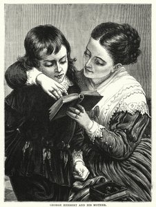 George Herbert und seine Mutter (Gravur)