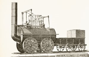 George Stephensons Zug von 1825, aus The National and Domestic History of England von William Hickman Smith Aubrey (1858-1916) veröffentlicht in London, ca. 1890