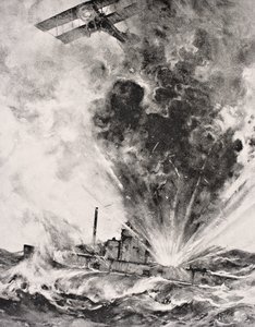 Deutsches U-Boot bombardiert und versenkt am 26. August 1915, aus 
