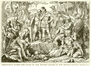 Germanicus begräbt die Gebeine der in der Schlacht gegen Hermann getöteten Römer von English School