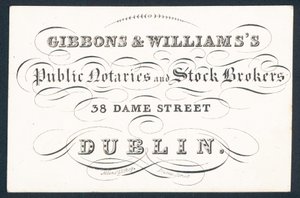 Gibsons & Williams, öffentliche Notare und Börsenmakler, Visitenkarte von English School