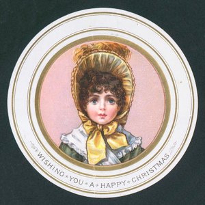 Mädchen mit Haube, Weihnachtskarte von English School