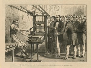 Gladstone bei der Caxton Memorial Ausstellung von English School