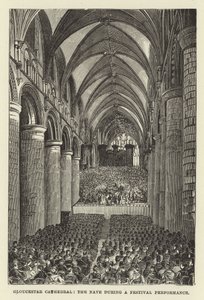 Gloucester Kathedrale, das Kirchenschiff während einer Festaufführung von English School