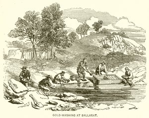 Goldwäsche in Ballarat von English School