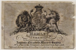 Goldschmiede und Silberschmiede, Hamlet, Visitenkarte von English School