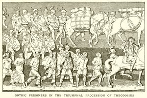 Gotische Gefangene im Triumphzug des Theodosius von English School