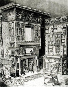 Gotischer Schrank und ein reich verzierter Kamin von Cox & Sons für Philadelphia
