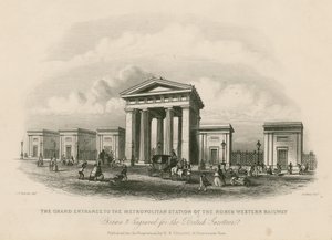 Großer Eingang zur Metropolitan Station der North Western Railway, London von English School