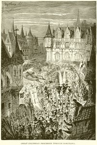 Große Kolumbus-Prozession durch Barcelona von English School