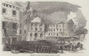 Großbrand in Quebec (Gravur) von English School