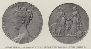 Große Medaille zur Erinnerung an die Thronbesteigung von Königin Wilhelmina (Gravur)