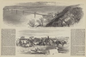 Große Hängebrücke in Russland (Stich) von English School