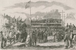 Große Freiluftdemonstration gegen die Maut der neuen Chelsea Brücke von English School