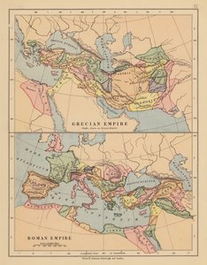 Griechisches Reich; Römisches Reich (Farblithografie) von English School