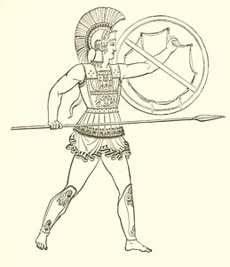 Griechischer Krieger mit Speer und Schild von English School