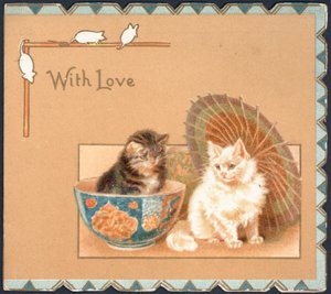 Grußkarte mit zwei Katzen von English School