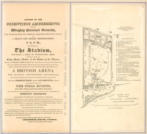 Grundriss und Übersicht der Vergnügungen im Stadion, Chelsea von English School