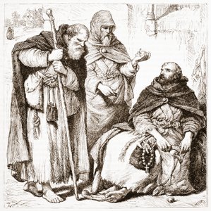 Gruppe von Bettelmönchen, Illustration aus Die Geschichte des Protestantismus von James Aitken Wylie, veröffentlicht 1878
