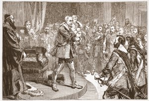 Gustavus Adolphus verabschiedet sich von den Staaten, Illustration aus The History of Protestantism von James Aitken Wylie, veröffentlicht 1878