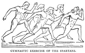 Gymnastische Übung der Spartaner, Illustration aus Die illustrierte Geschichte der Welt, ca. 1880 von English School
