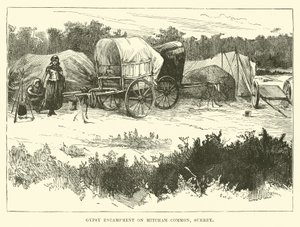 Zigeunerlager auf Mitcham Common, Surrey von English School