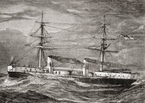 HMS Inflexible, Invincible Klasse Schlachtkreuzer der britischen Royal Navy, Illustration aus 