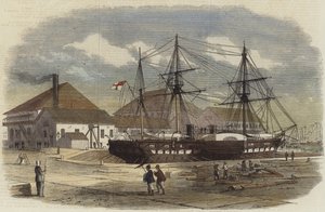 HMS Leopard im Dock in Shanghai von English School