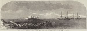 HM Schiffe "Hecla" und "Leopard" bei der Erkundung, Hango Hafen, Finnland (Gravur) von English School