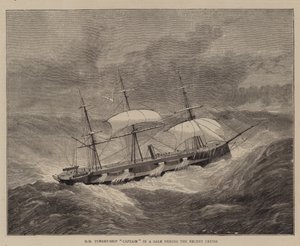 Ihre Majestät Turmschiff "Captain" in einem Sturm während der letzten Kreuzfahrt (Gravur) von English School