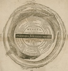 H. A. Barkers Ansicht von Messina in Sizilien, Panorama, Leicester Square, London von English School