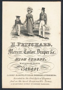 H Pritchard, Tuchhändler, Schneider und Tuchhändler, Visitenkarte von English School