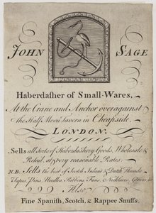 Kurzwarenhändler, John Sage, Visitenkarte von English School