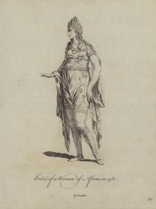 Kleidung einer Frau aus Afrika im Jahr 1581 von English School
