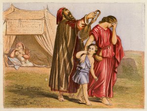 Hagar und Ismael (Farblithografie) von English School