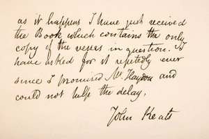 Handschrift und Unterschrift von John Keats von English School